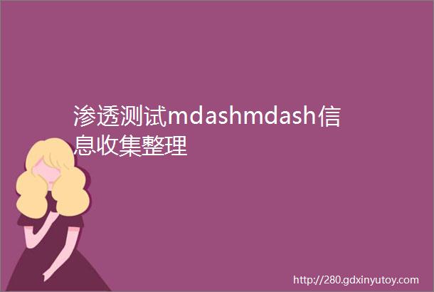 渗透测试mdashmdash信息收集整理